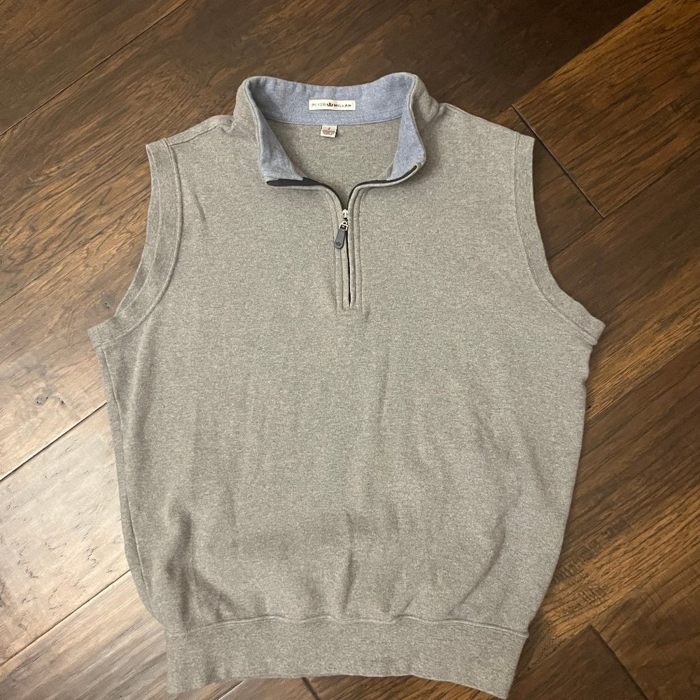 Men’s Peter Millar Light Gray Golf Quarter Zip Vest Size S